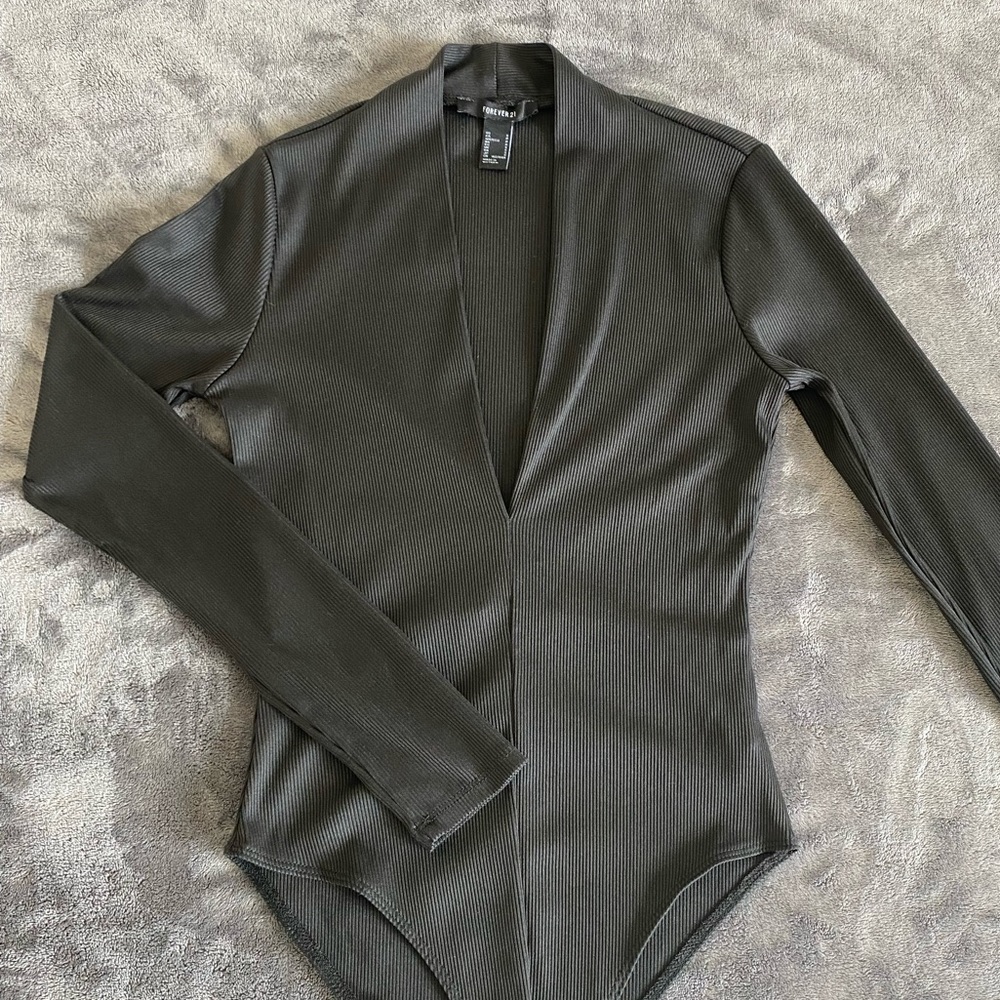 Black Deep V Bodysuit